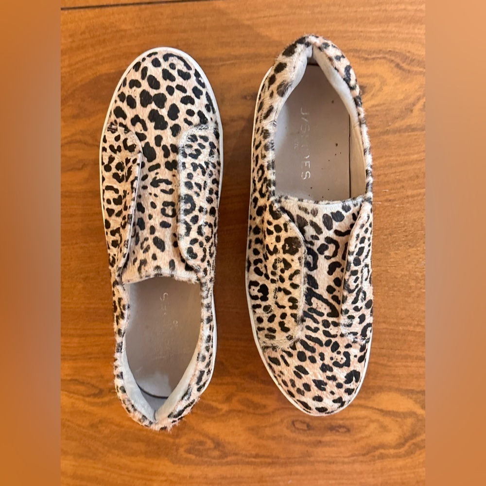 J/Slides NYC Leopard Haircalf Slip-On Sneakers | Platform Sole | Women’s 8.5